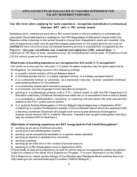 Form WE1 Application for an Evaluation of Teaching Experience Not With a Pei School Board for Salary Purposes - Prince Edward Island, Canada, Page 2