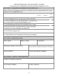 Form TL - PEI - ENG Application for a Teacher&#039;s License - Prince Edward Island, Canada, Page 6