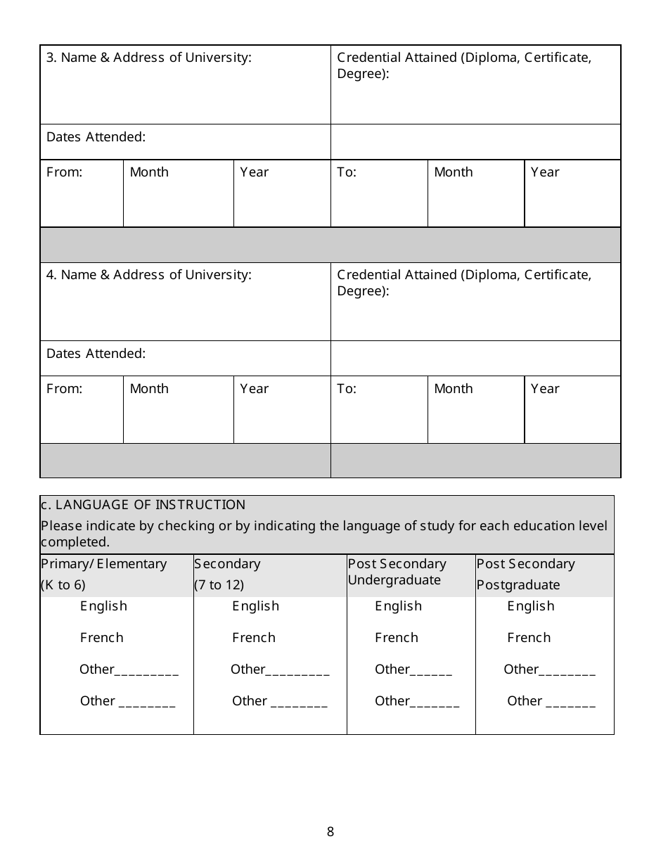 Form TL - PEI - ENG Application for a Teachers License - Prince Edward Island, Canada, Page 8