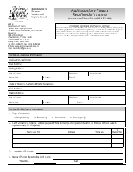 Document preview: Application for a Tobacco Retail Vendor's License - Prince Edward Island, Canada