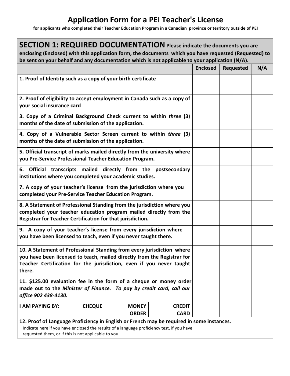 Form TL-CAN-ENG Application for a Teachers License - Prince Edward Island, Canada, Page 8
