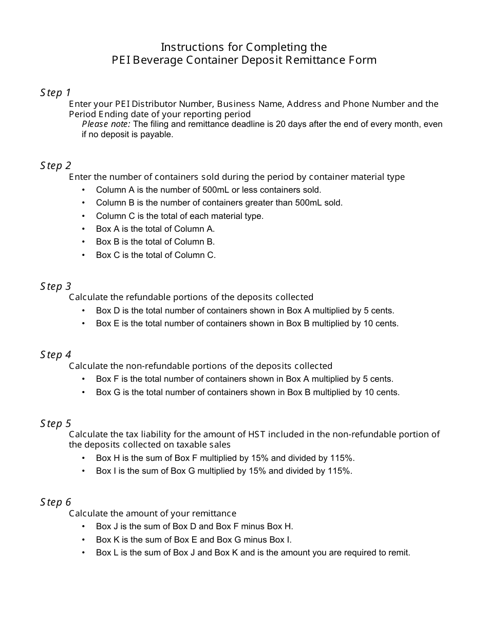 Registered Distributor Return for Alcoholic Beverage Containers - Prince Edward Island, Canada, Page 2