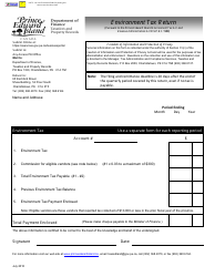 Document preview: Environment Tax Return - Prince Edward Island, Canada