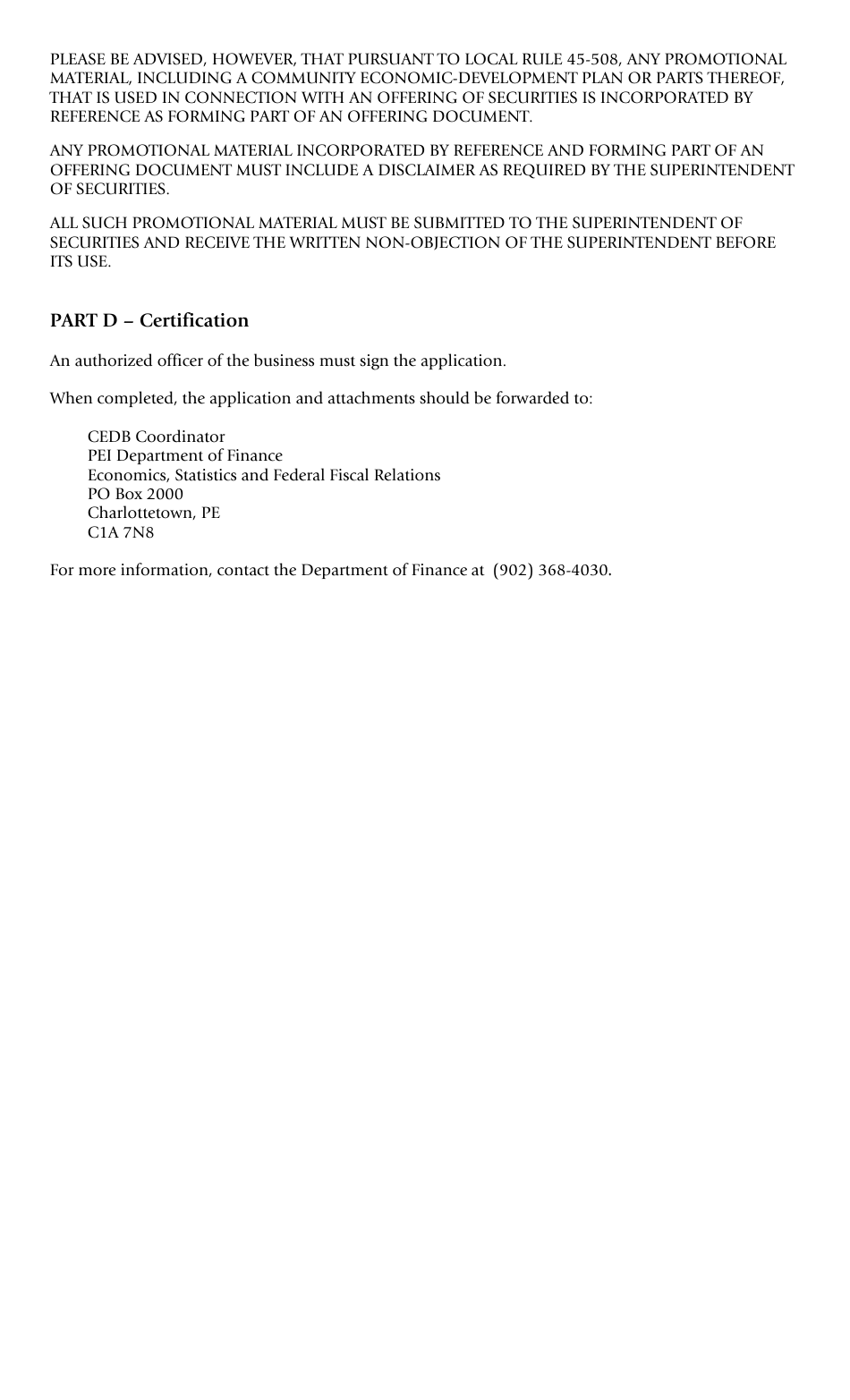 Application for Certificate of Registration as a Community Economic Development Business - Prince Edward Island, Canada, Page 4
