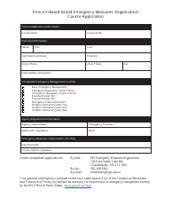 Document preview: Prince Edward Island Emergency Measures Organization Course Application - Prince Edward Island, Canada