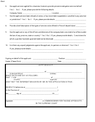 Application for a Private Investigators Business License - Prince Edward Island, Canada, Page 2