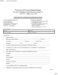 &quot;Application for a Security Guard Business License&quot; - Prince Edward Island, Canada