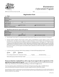 Document preview: Maintenance Enforcement Program Registration Form - Prince Edward Island, Canada