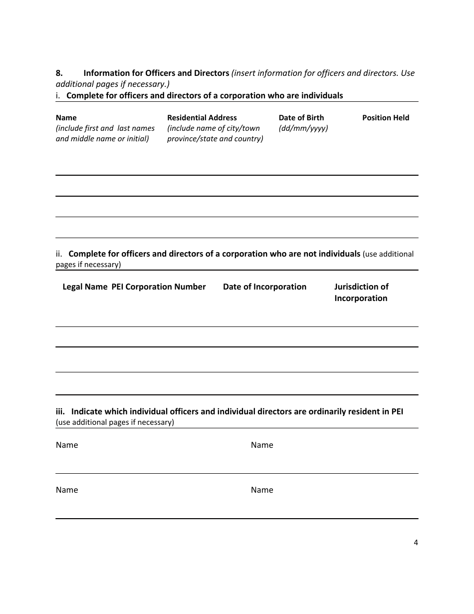 Application for a Payday Lender / Loan Broker License - Prince Edward Island, Canada, Page 4
