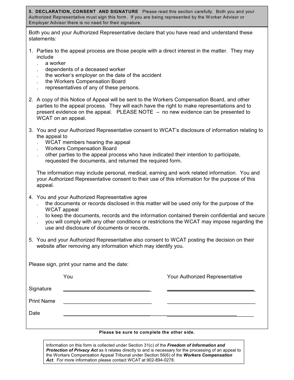 Workers Compensation Appeal Tribunal Notice of Intent to Participate - Prince Edward Island, Canada, Page 2