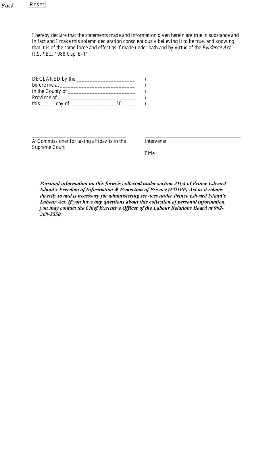 Form 17 Intervention Regarding Accreditation or Revocation of Accreditation - Prince Edward Island, Canada, Page 2