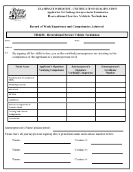 Recreation Service Technician Application to Challenge Interprovincial Examination - Prince Edward Island, Canada, Page 3