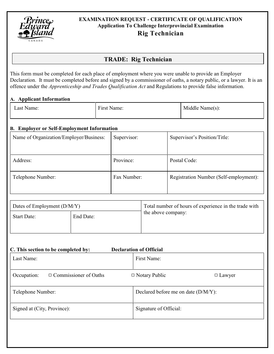 Rig Technician Application to Challenge Interprovincial Examination - Prince Edward Island, Canada, Page 7