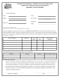Document preview: Sprinkler System Installer Application to Challenge Interprovincial Examination - Prince Edward Island, Canada