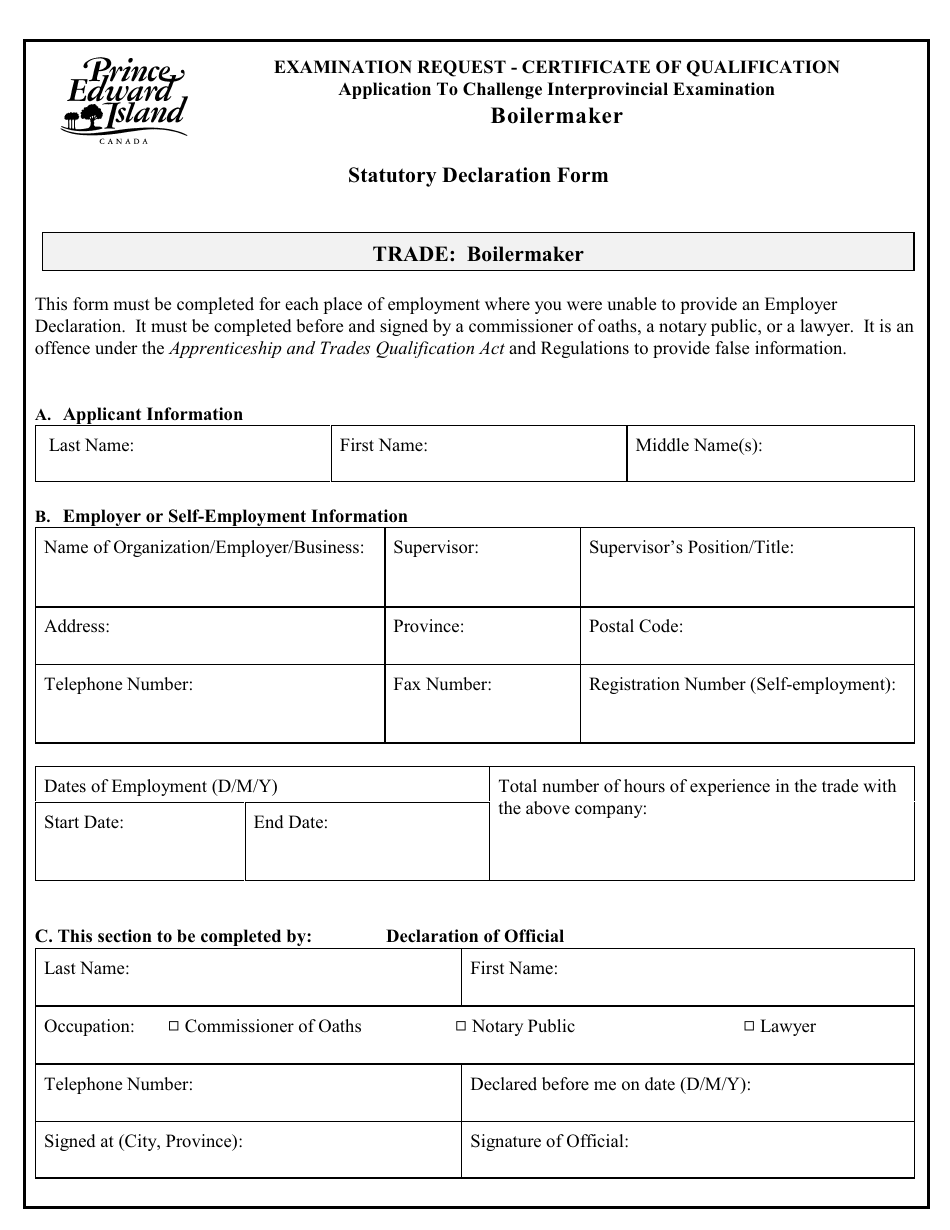 Boilermaker Application to Challenge Interprovincial Examination - Prince Edward Island, Canada, Page 7