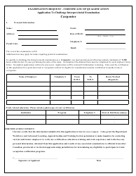Carpenter Application to Challenge Interprovincial Examination - Prince Edward Island, Canada
