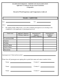Carpenter Application to Challenge Interprovincial Examination - Prince Edward Island, Canada, Page 3