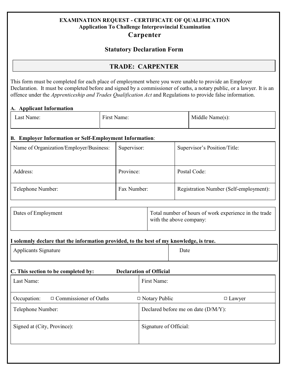 Carpenter Application to Challenge Interprovincial Examination - Prince Edward Island, Canada, Page 7