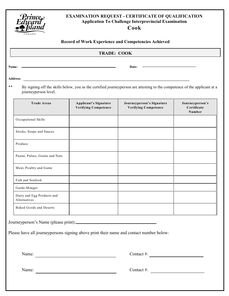 Cook Application to Challenge Interprovincial Examination - Prince Edward Island, Canada, Page 3