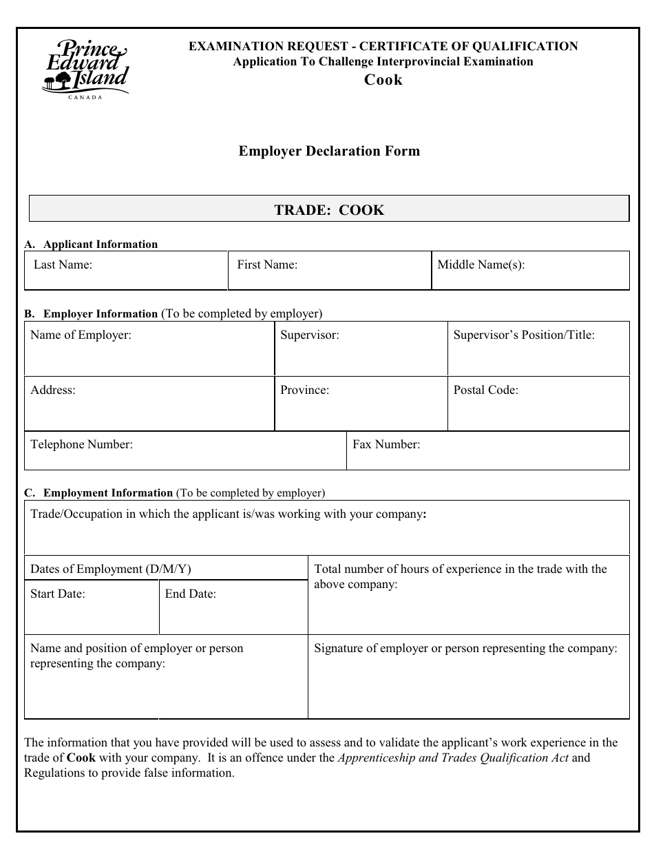 Cook Application to Challenge Interprovincial Examination - Prince Edward Island, Canada, Page 5
