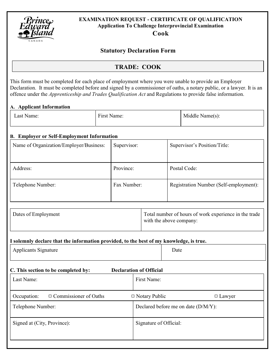 Cook Application to Challenge Interprovincial Examination - Prince Edward Island, Canada, Page 7