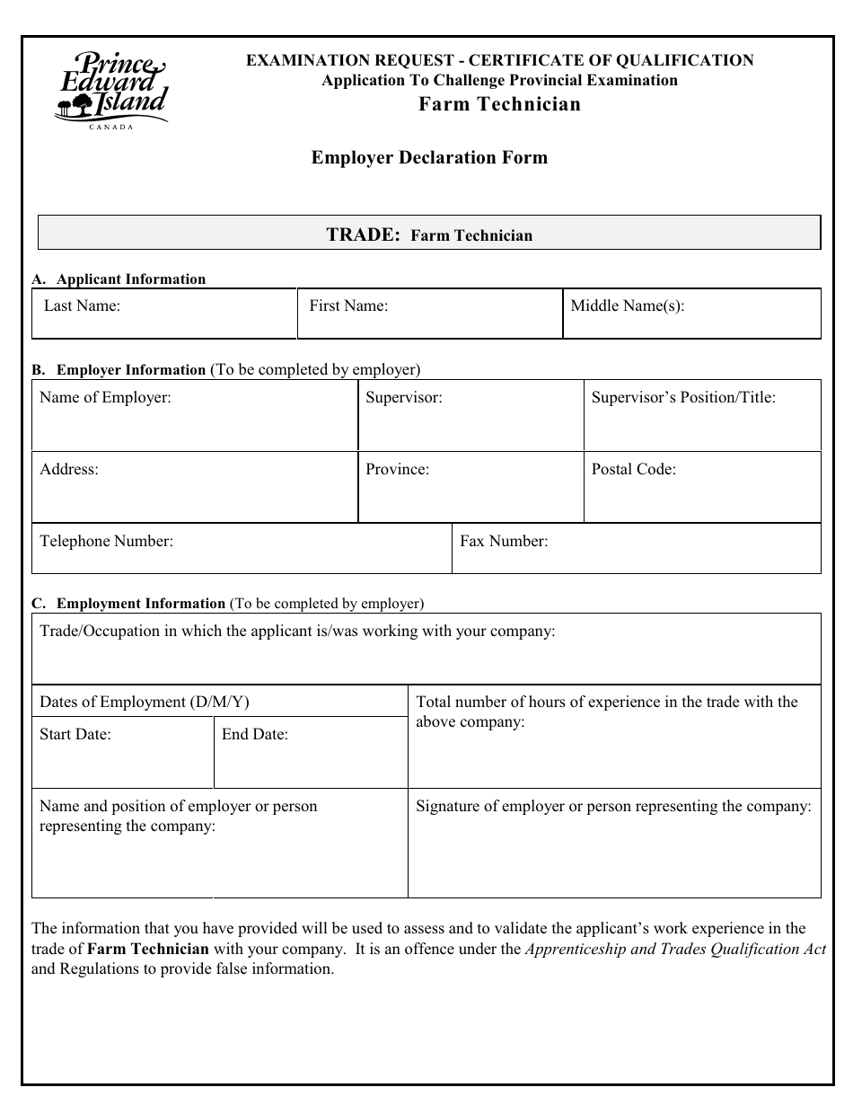 Farm Technician Application to Challenge Provincial Examination - Prince Edward Island, Canada, Page 6
