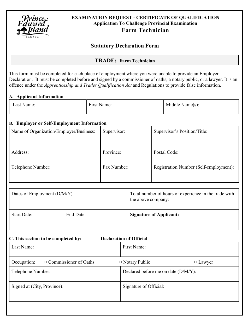 Farm Technician Application to Challenge Provincial Examination - Prince Edward Island, Canada, Page 7