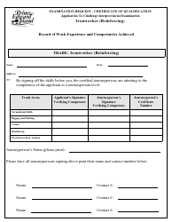 Ironworker (Reinforcing) Application to Challenge Interprovincial Examination - Prince Edward Island, Canada, Page 3