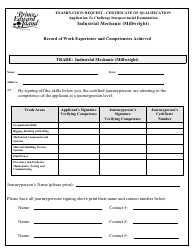 Industrial Mechanic (Millwright) Application to Challenge Interprovincial Examination - Prince Edward Island, Canada, Page 3