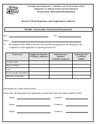 Ironworker Structural/Ornamental Application to Challenge Interprovincial Examination - Prince Edward Island, Canada, Page 3