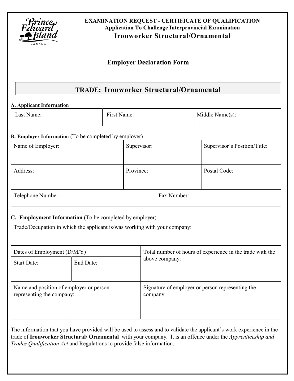 Ironworker Structural / Ornamental Application to Challenge Interprovincial Examination - Prince Edward Island, Canada, Page 4