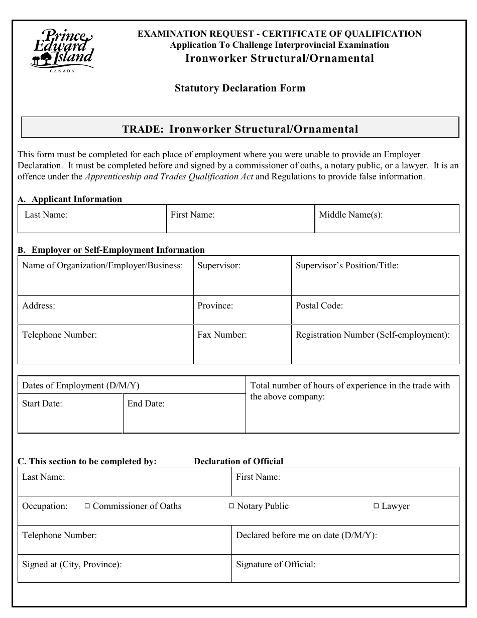 Ironworker Structural / Ornamental Application to Challenge Interprovincial Examination - Prince Edward Island, Canada, Page 7