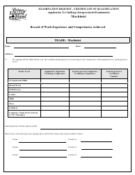 Machinist Application to Challenge Interprovincial Examination - Prince Edward Island, Canada, Page 3