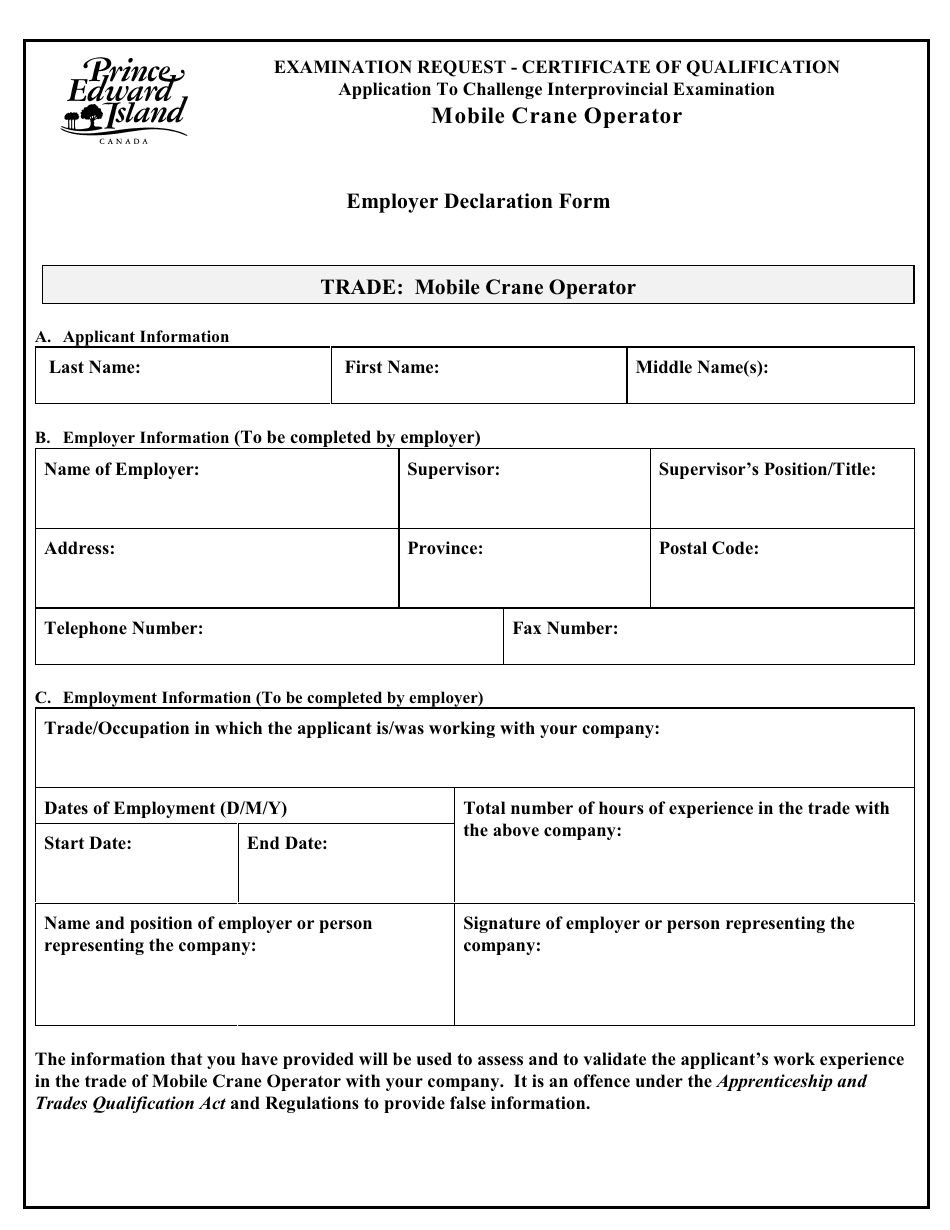 Mobile Crane Operator Application to Challenge Interprovincial Examination - Prince Edward Island, Canada, Page 6