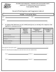 Tool and Die Maker Application to Challenge Interprovincial Examination - Prince Edward Island, Canada, Page 3