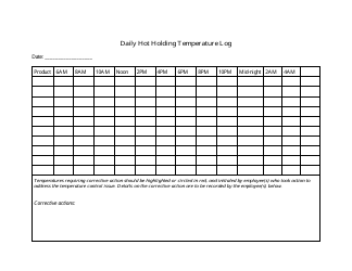 Nova Scotia Canada Daily Hot Holding Temperature Log Download Printable ...