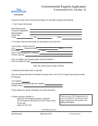 Document preview: Environmental Registry Application - Nova Scotia, Canada