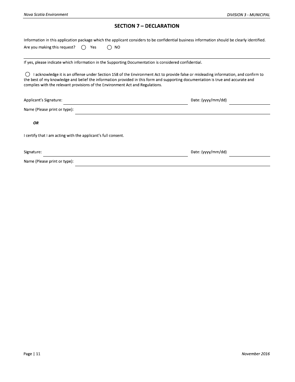 Application for Approval - Municipal - Nova Scotia, Canada, Page 11