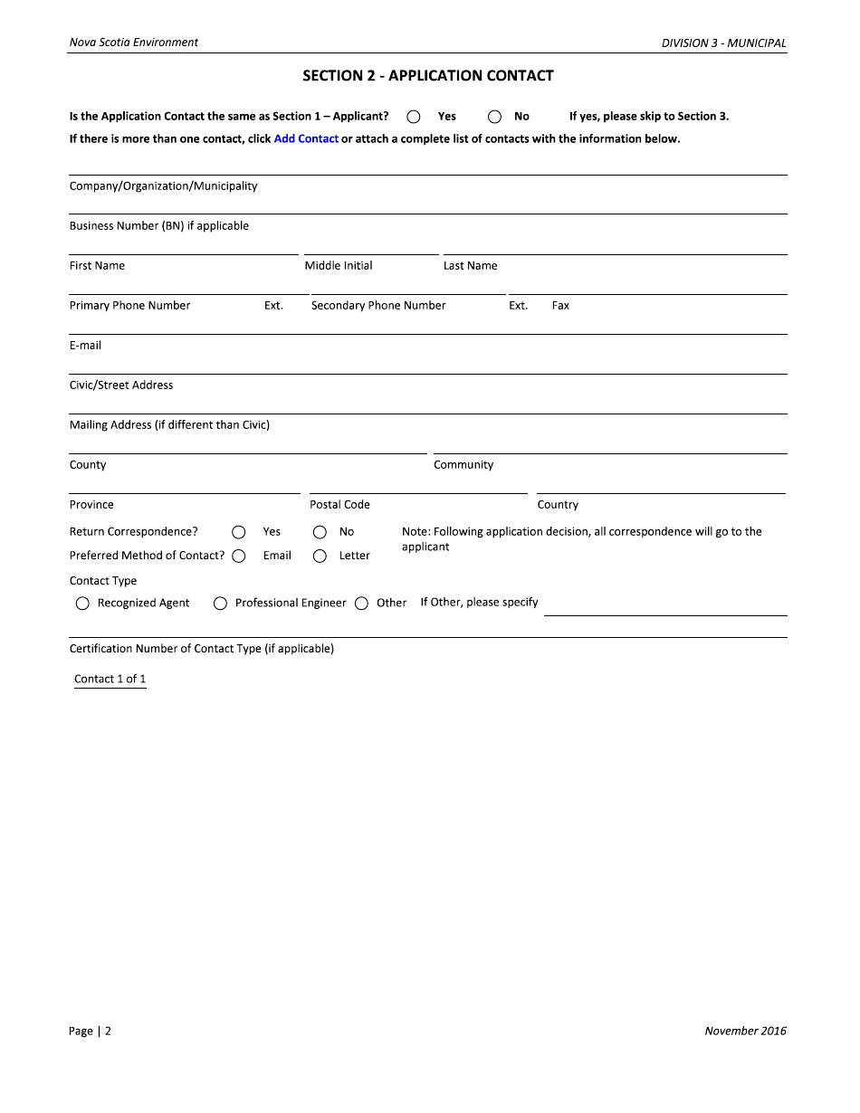 Application for Approval - Municipal - Nova Scotia, Canada, Page 2