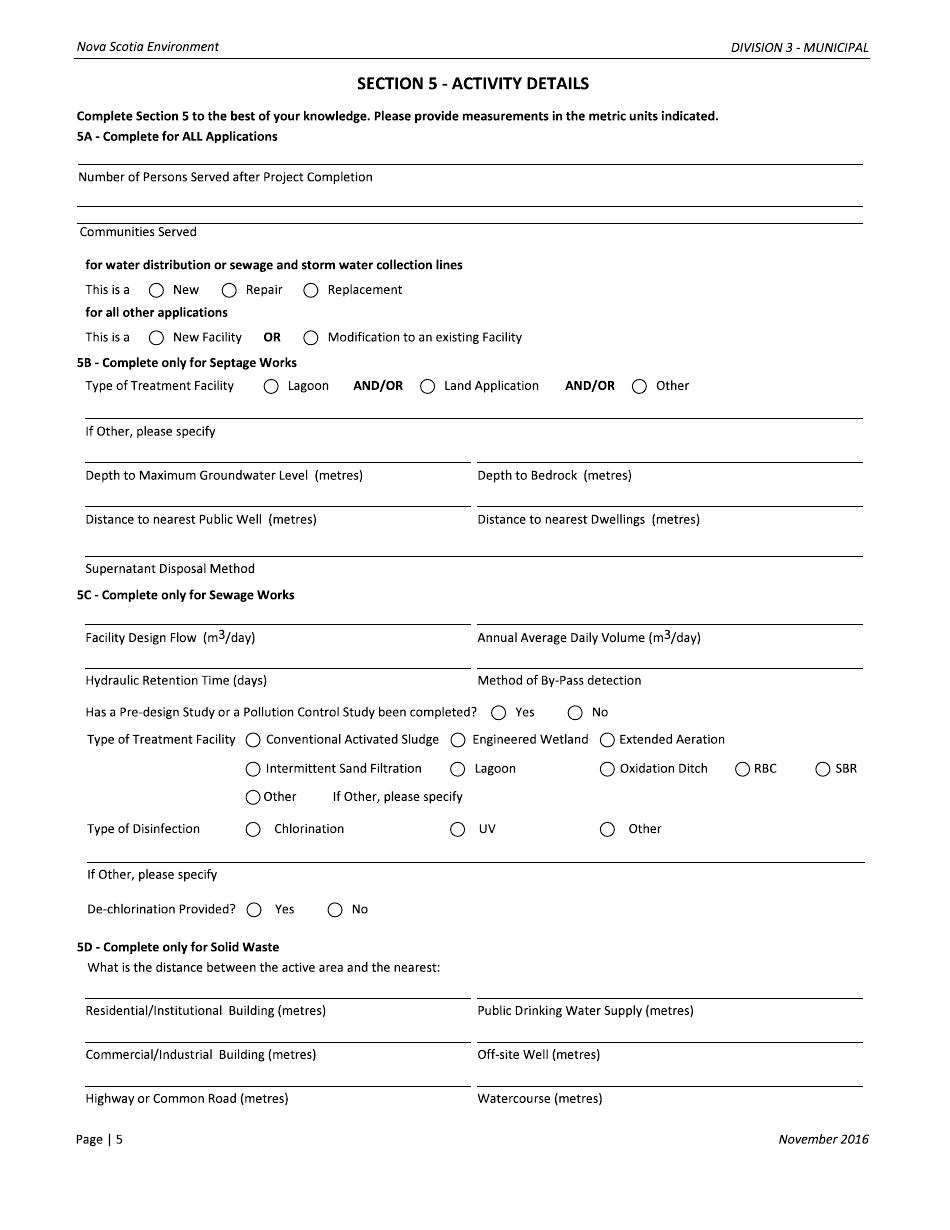 Application for Approval - Municipal - Nova Scotia, Canada, Page 5