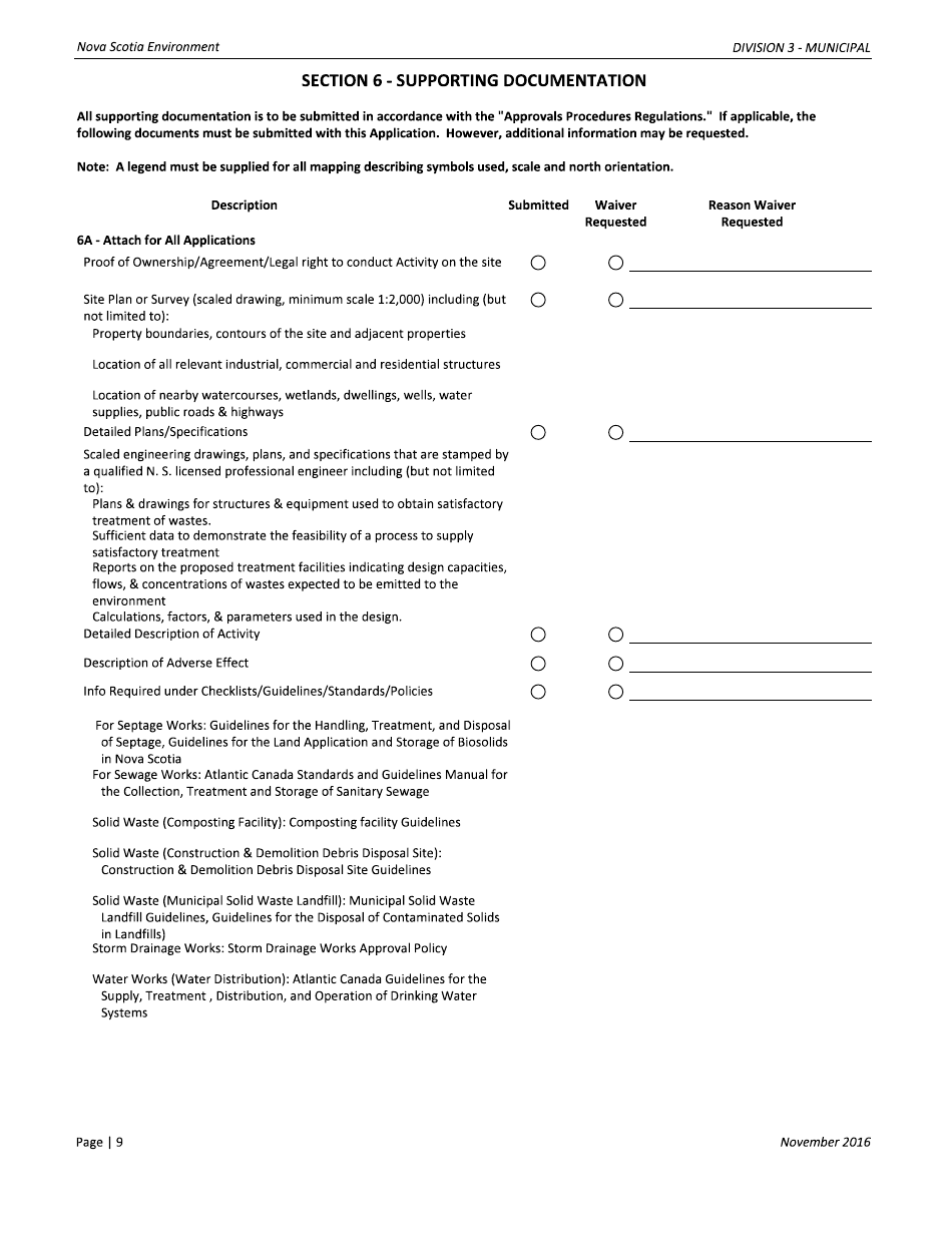 Application for Approval - Municipal - Nova Scotia, Canada, Page 9