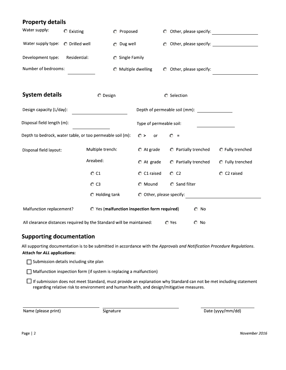 On-Site Sewage Disposal System Application for Approval - Nova Scotia, Canada, Page 2