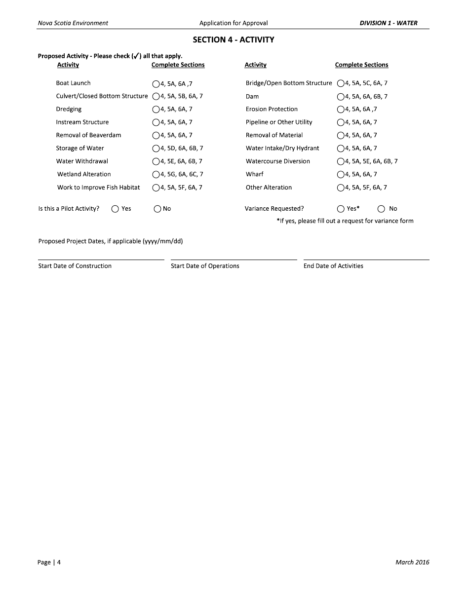 Watercourse Alteration Application for Approval - Nova Scotia, Canada, Page 4
