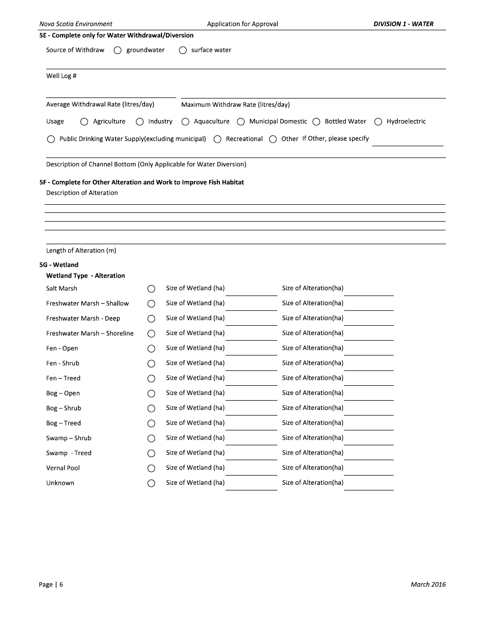 Watercourse Alteration Application for Approval - Nova Scotia, Canada, Page 6