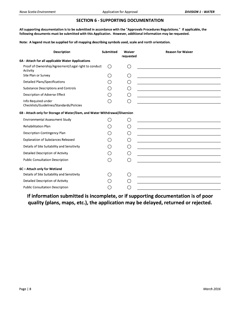 Watercourse Alteration Application for Approval - Nova Scotia, Canada, Page 8