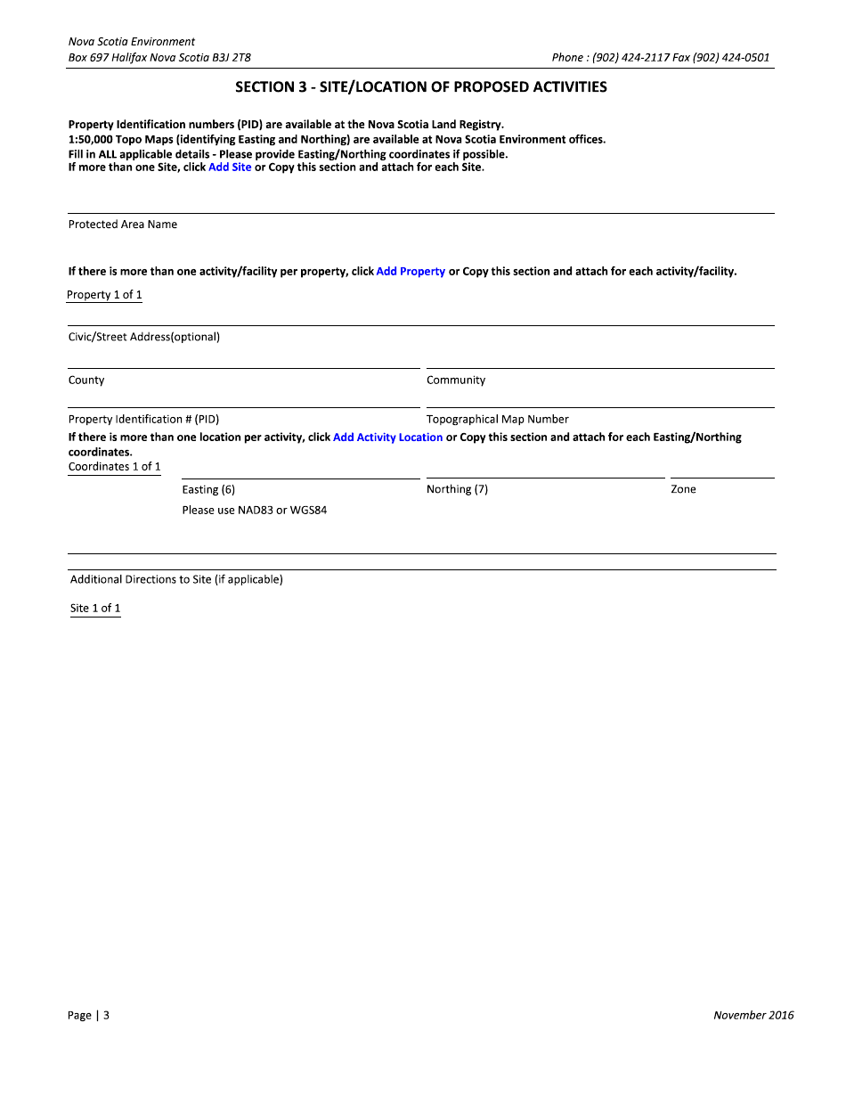 Application to Conduct Scientific Research - Nova Scotia, Canada, Page 3