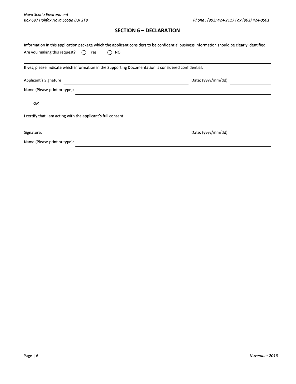 Application to Conduct Scientific Research - Nova Scotia, Canada, Page 6