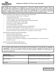 Document preview: Submission Checklist for Watercourse Alteration - Nova Scotia, Canada