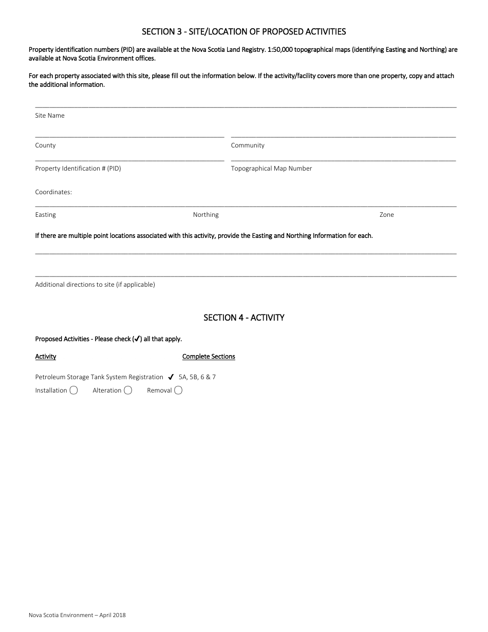 Petroleum Storage Tank Application for Installation / Removal / Alteration - Nova Scotia, Canada, Page 3