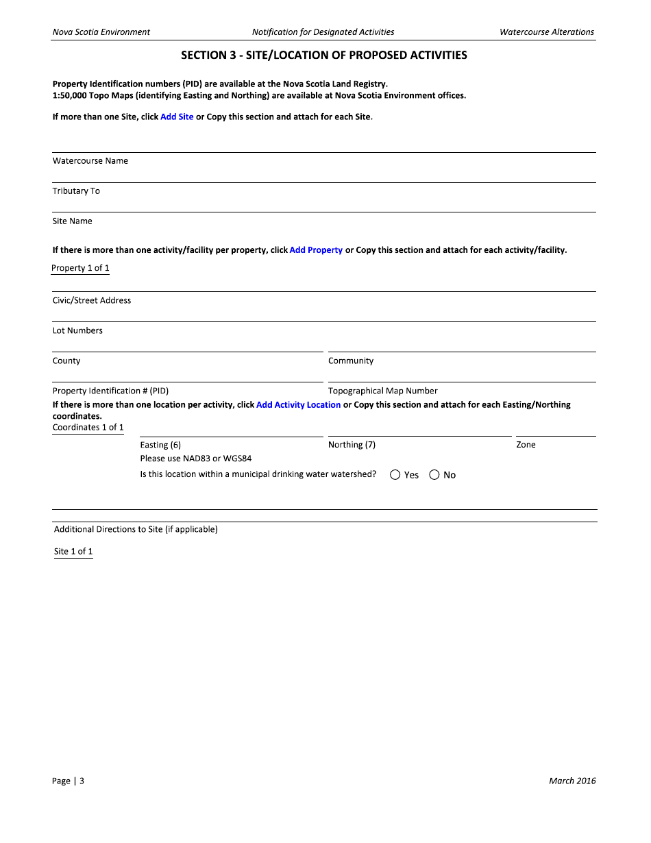 Notification Form - Nova Scotia, Canada, Page 3